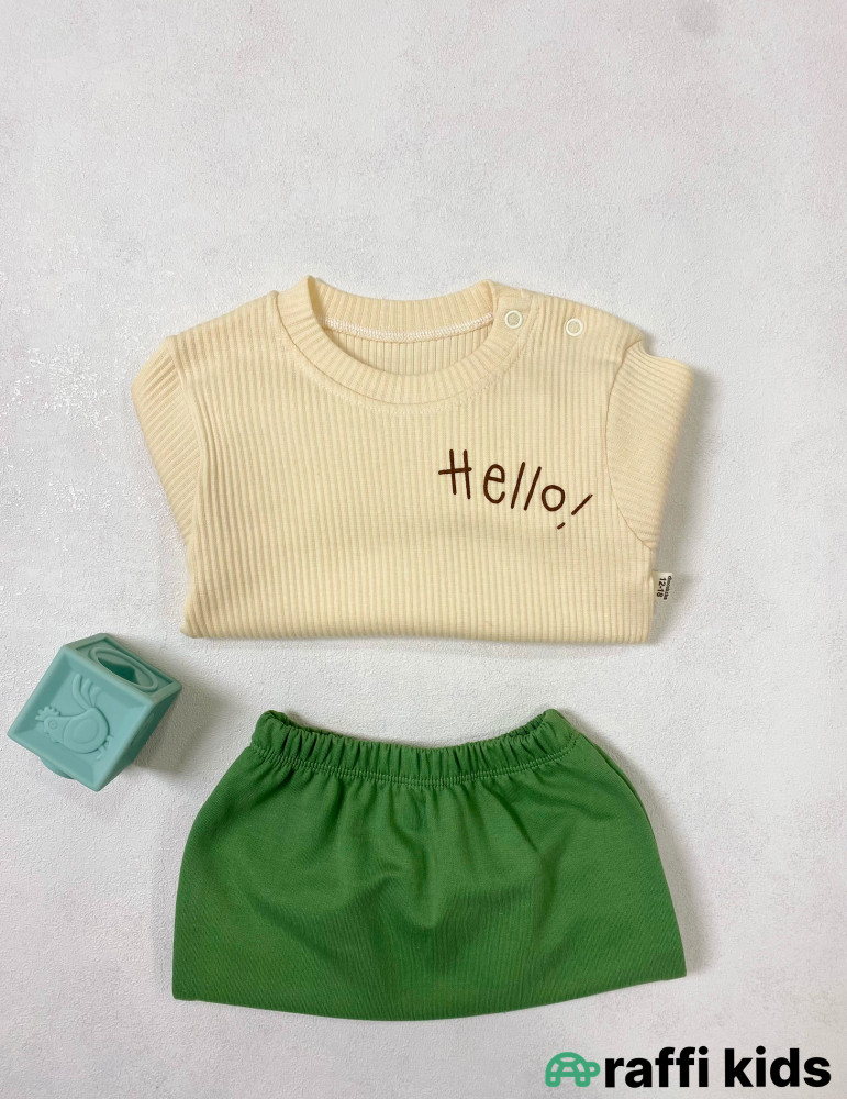 Hello 2-li dəst -Türkiyə istehsalı pambıq uşaq geyimi|Raffi Kids