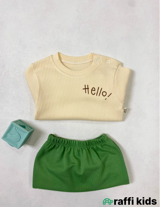Hello 2-li dəst -Türkiyə istehsalı pambıq uşaq geyimi|Raffi Kids