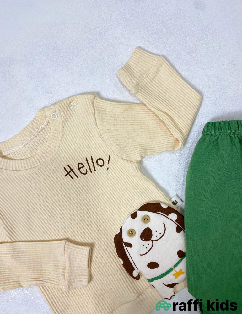 Hello 2-li dəst -Türkiyə istehsalı pambıq uşaq geyimi|Raffi Kids