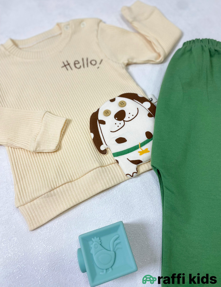 Hello 2-li dəst -Türkiyə istehsalı pambıq uşaq geyimi|Raffi Kids