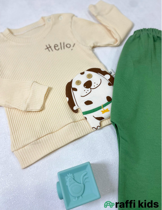 Hello 2-li dəst -Türkiyə istehsalı pambıq uşaq geyimi|Raffi Kids