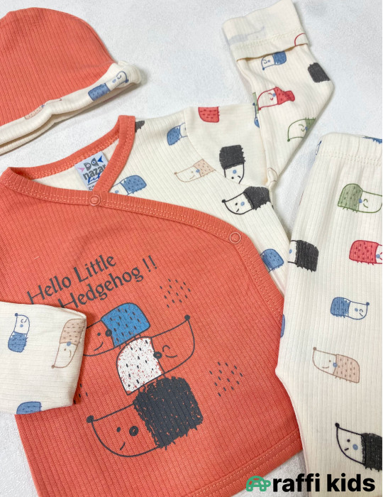 Hello little 3-lü dəst -Türkiyə istehsalı pambıq uşaq geyimi|Raffi Kids