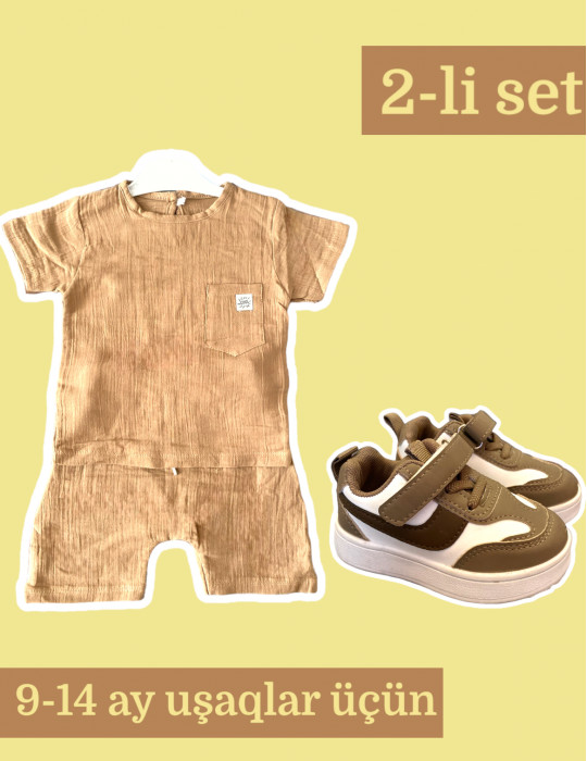 0-18 aylıq uşaqlar üçün yay sezon qisaqol sortik dəsti | sun and surf