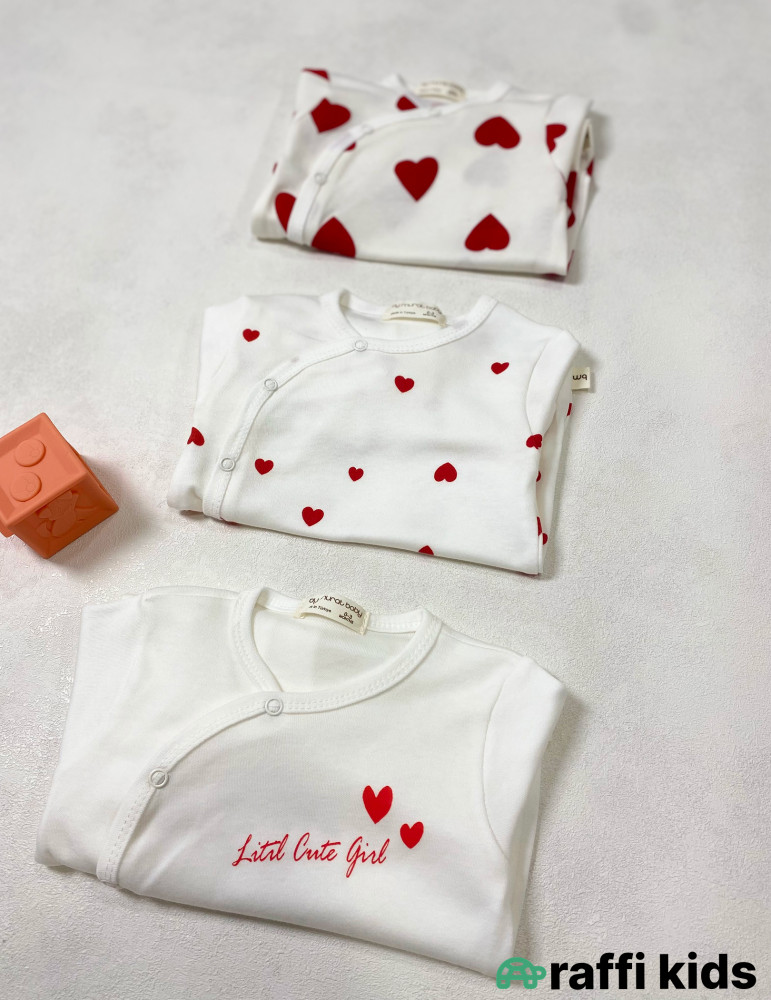 Little cute girl 3-lü ayaqı bağlı tulum set -Türkiyə istehsalı pambıq uşaq geyimi|Raffi Kids