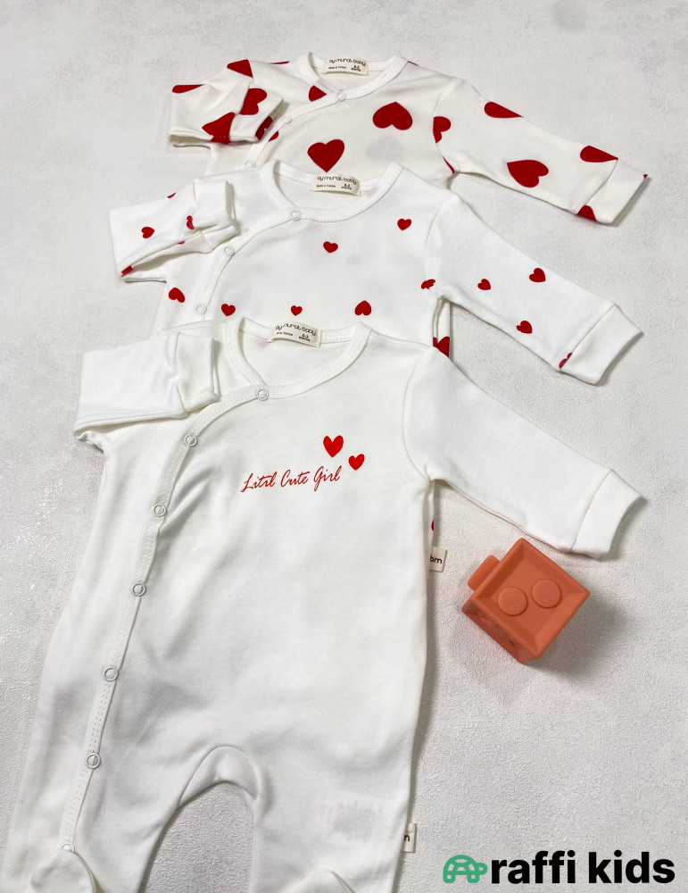 Little cute girl 3-lü ayaqı bağlı tulum set -Türkiyə istehsalı pambıq uşaq geyimi|Raffi Kids