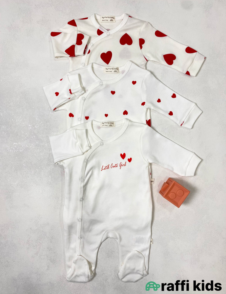 Little cute girl 3-lü ayaqı bağlı tulum set -Türkiyə istehsalı pambıq uşaq geyimi|Raffi Kids