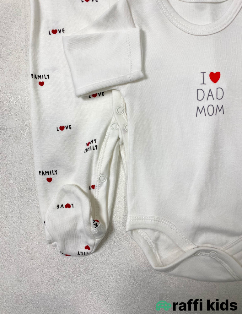 I love dad and mom 2-li tulum body set -Türkiyə istehsalı pambıq uşaq geyimi|Raffi Kids