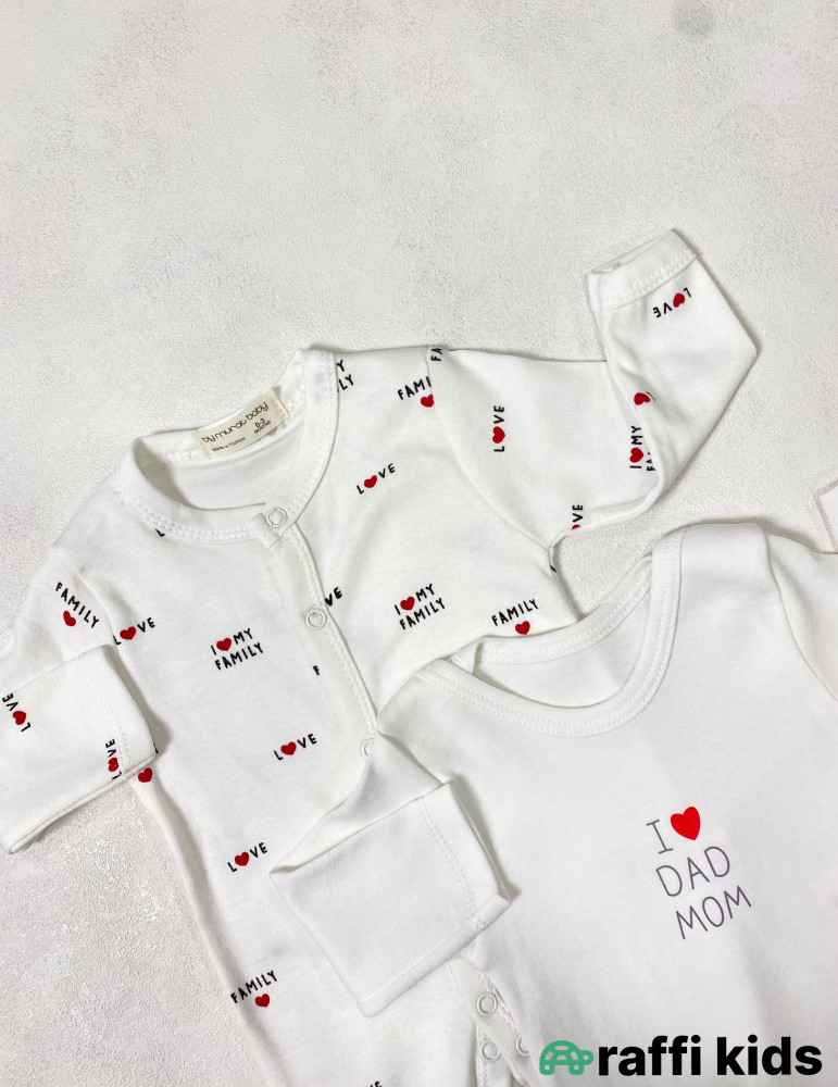 I love dad and mom 2-li tulum body set -Türkiyə istehsalı pambıq uşaq geyimi|Raffi Kids