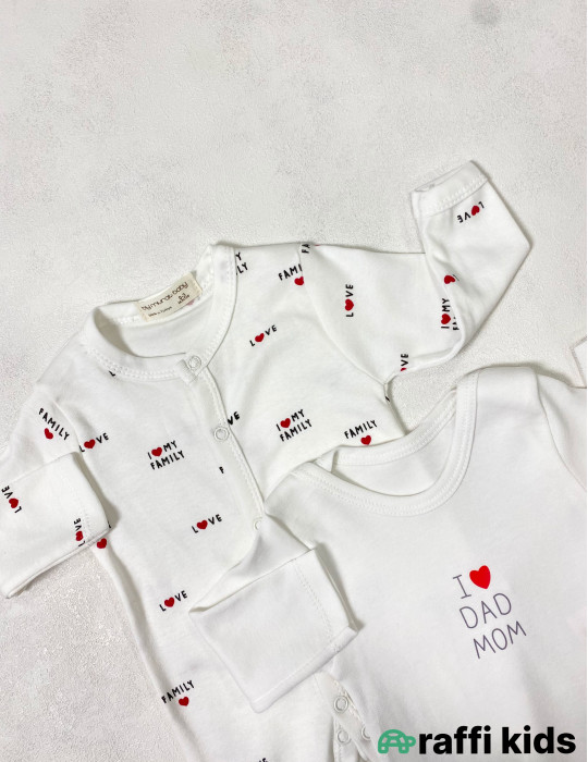 I love dad and mom 2-li tulum body set -Türkiyə istehsalı pambıq uşaq geyimi|Raffi Kids