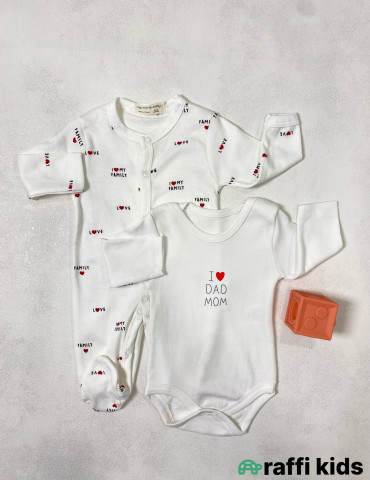 I love dad and mom 2-li tulum body set -Türkiyə istehsalı pambıq uşaq geyimi|Raffi Kids