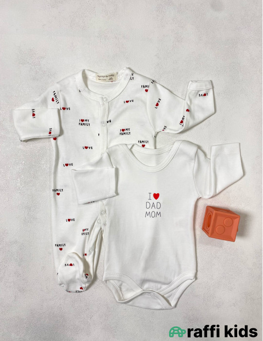 I love dad and mom 2-li tulum body set -Türkiyə istehsalı pambıq uşaq geyimi|Raffi Kids