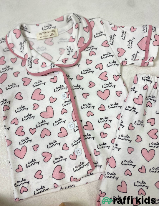 Cute bunny 2-li pijama dəst -Türkiyə istehsalı pambıq uşaq geyimi|Raffi Kids