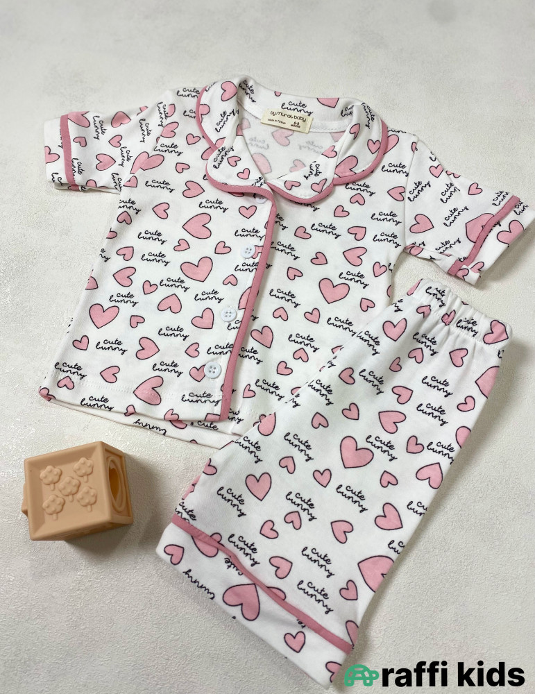 Cute bunny 2-li pijama dəst -Türkiyə istehsalı pambıq uşaq geyimi|Raffi Kids