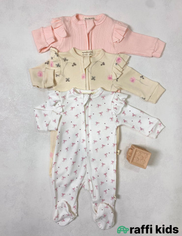 Celine 3-lü ayaqı bağlı tulum set -Türkiyə istehsalı pambıq uşaq geyimi|Raffi Kids 2