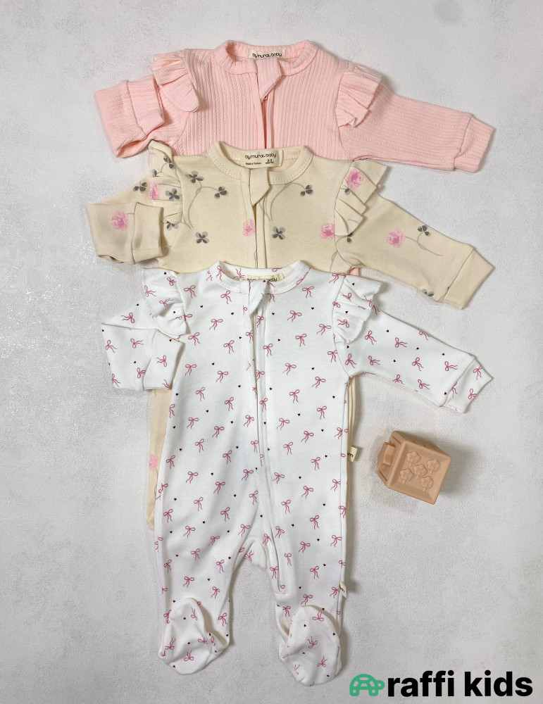 Celine 3-lü ayaqı bağlı tulum set -Türkiyə istehsalı pambıq uşaq geyimi|Raffi Kids