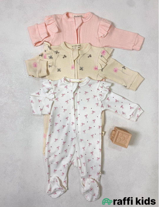 Celine 3-lü ayaqı bağlı tulum set -Türkiyə istehsalı pambıq uşaq geyimi|Raffi Kids