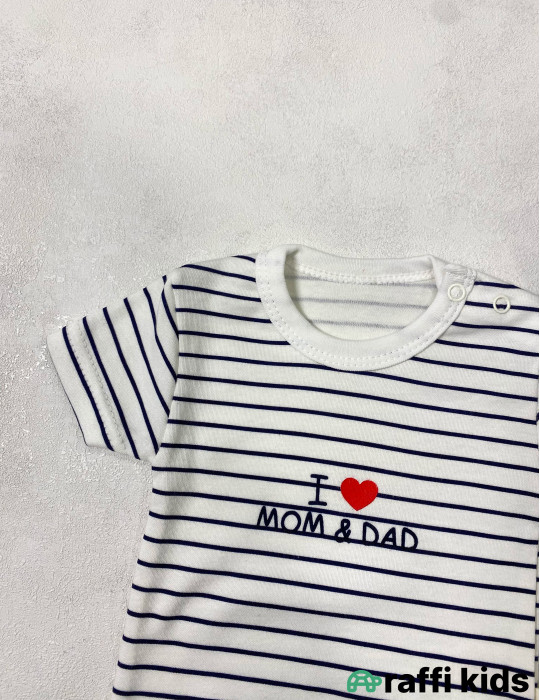I love mom and dad qısaqol body -Türkiyə istehsalı pambıq uşaq geyimi|Raffi Kids