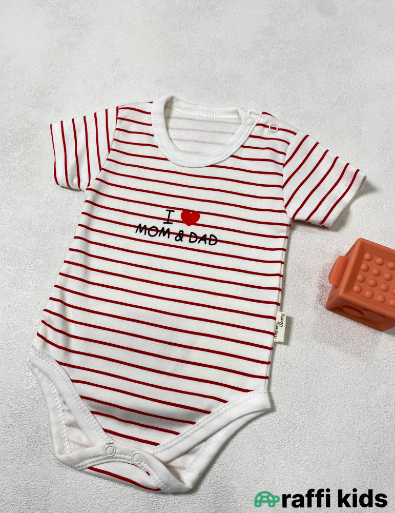 I love mom and dad qısaqol body -Türkiyə istehsalı pambıq uşaq geyimi|Raffi Kids