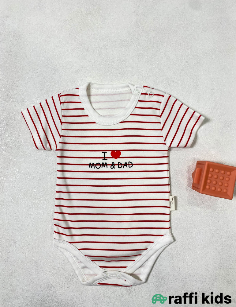 I love mom and dad qısaqol body -Türkiyə istehsalı pambıq uşaq geyimi|Raffi Kids