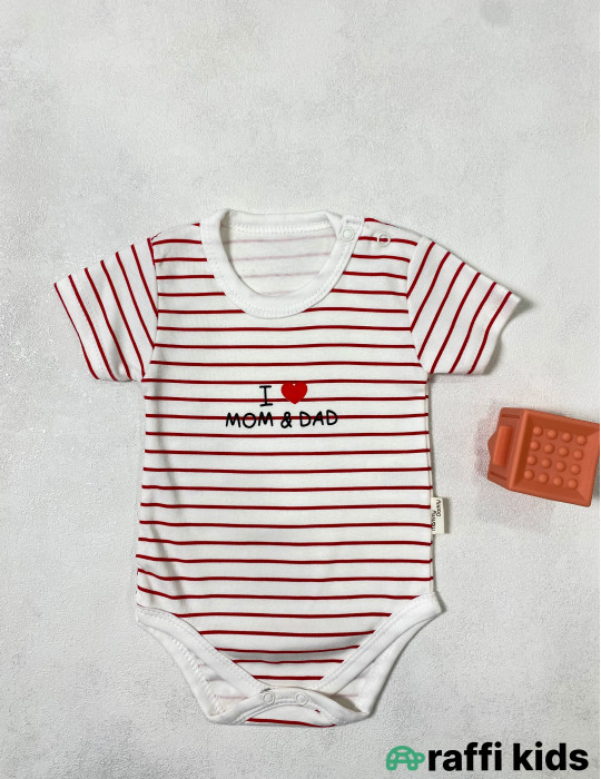 I love mom and dad qısaqol body -Türkiyə istehsalı pambıq uşaq geyimi|Raffi Kids