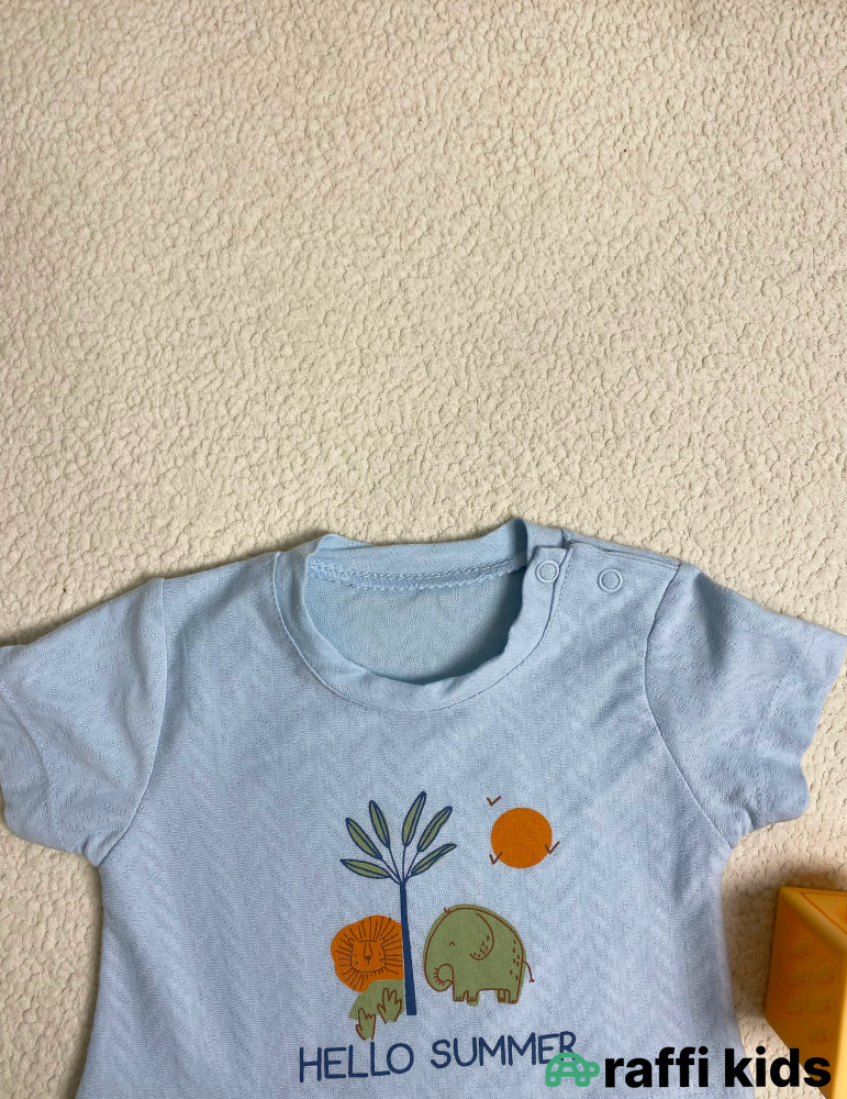 Hello friend şort tulum -Türkiyə istehsalı pambıq uşaq geyimi|Raffi Kids
