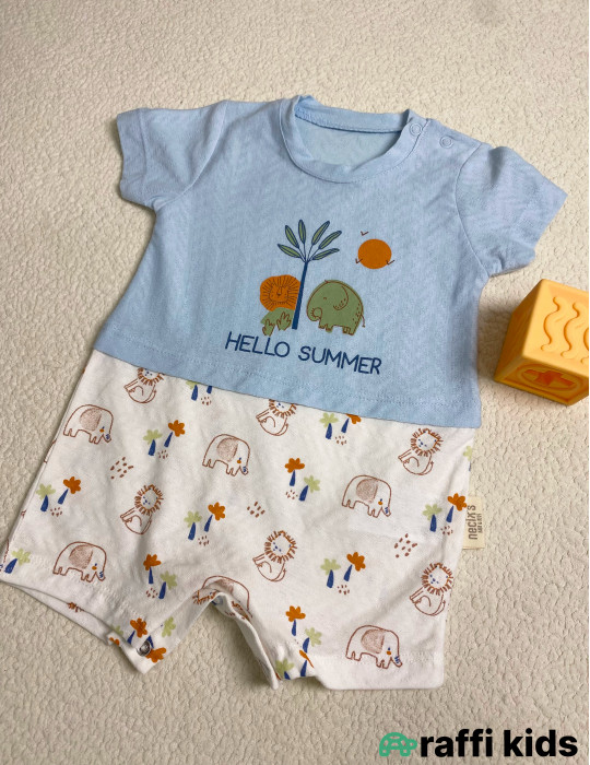 Hello friend şort tulum -Türkiyə istehsalı pambıq uşaq geyimi|Raffi Kids