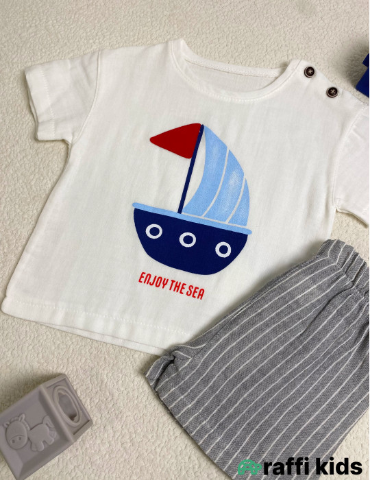 Enjoy the sea 2-li dəst -Türkiyə istehsalı pambıq uşaq geyimi|Raffi Kids
