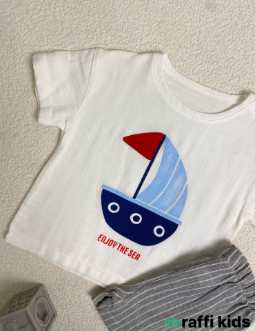 Enjoy the sea 2-li dəst -Türkiyə istehsalı pambıq uşaq geyimi|Raffi Kids 2