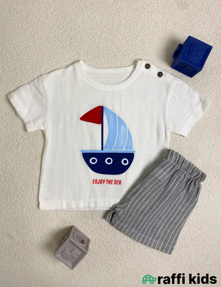Enjoy the sea 2-li dəst -Türkiyə istehsalı pambıq uşaq geyimi|Raffi Kids