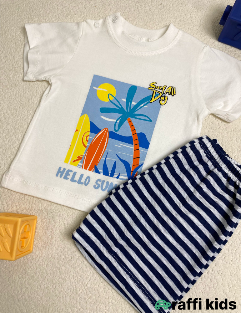 Hello summer 2-li dəst -Türkiyə istehsalı pambıq uşaq geyimi|Raffi Kids