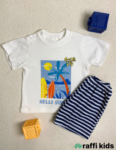 Hello summer 2-li dəst -Türkiyə istehsalı pambıq uşaq geyimi|Raffi Kids
