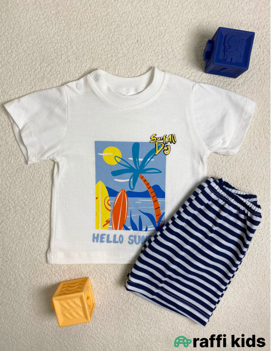 Hello summer 2-li dəst -Türkiyə istehsalı pambıq uşaq geyimi|Raffi Kids