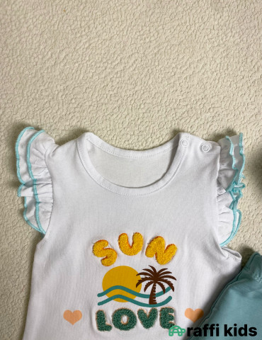Sun love 2-li dəst -Türkiyə istehsalı pambıq uşaq geyimi|Raffi Kids 2