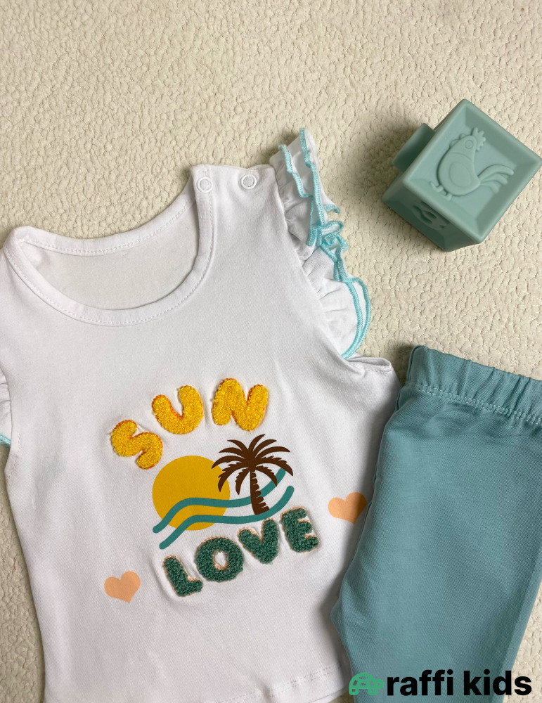 Sun love 2-li dəst -Türkiyə istehsalı pambıq uşaq geyimi|Raffi Kids