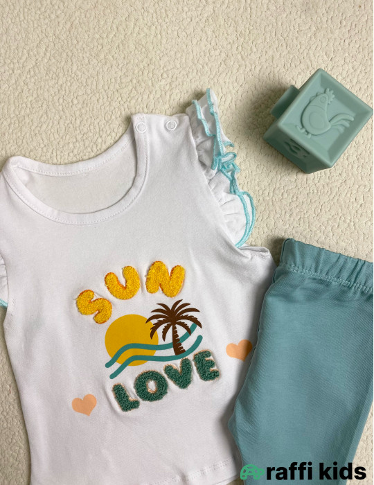 Sun love 2-li dəst -Türkiyə istehsalı pambıq uşaq geyimi|Raffi Kids