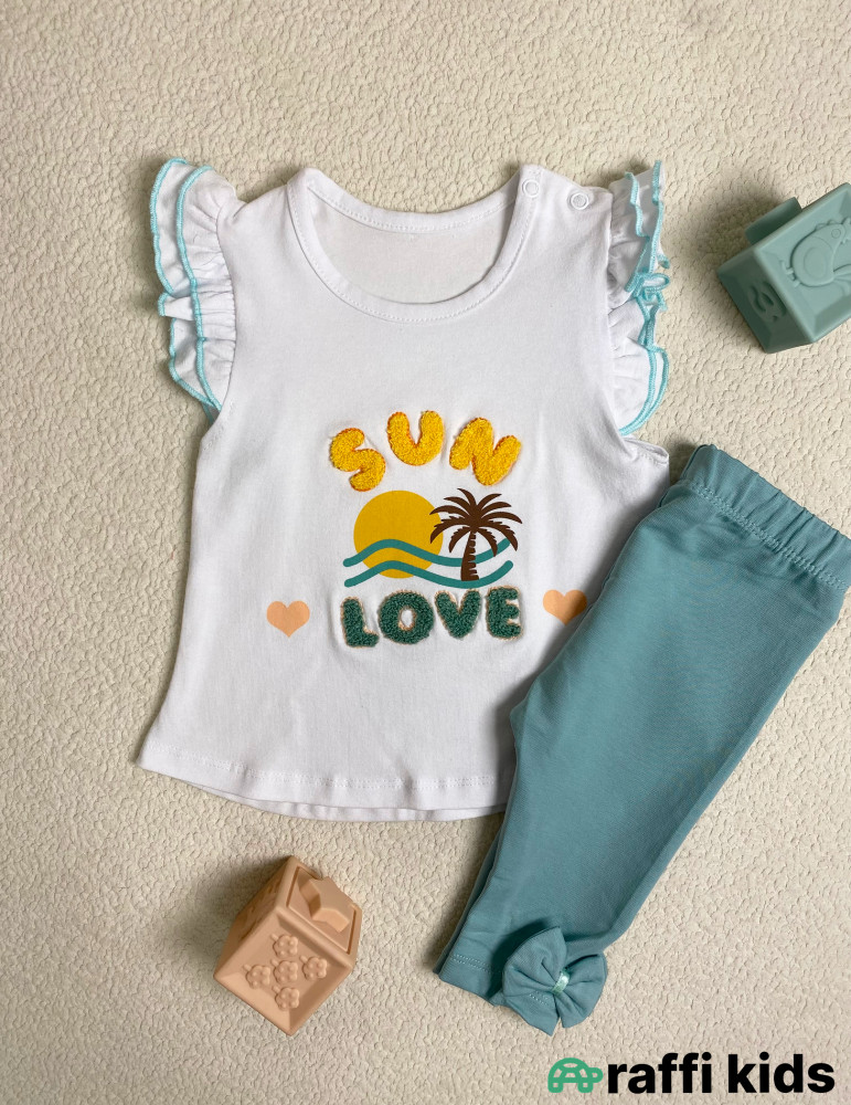 Sun love 2-li dəst -Türkiyə istehsalı pambıq uşaq geyimi|Raffi Kids
