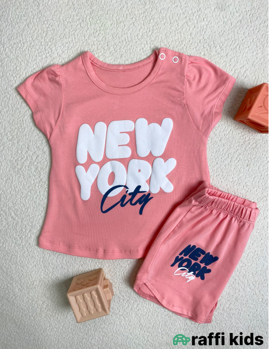 New york 2-li dəst -Türkiyə istehsalı pambıq uşaq geyimi|Raffi Kids