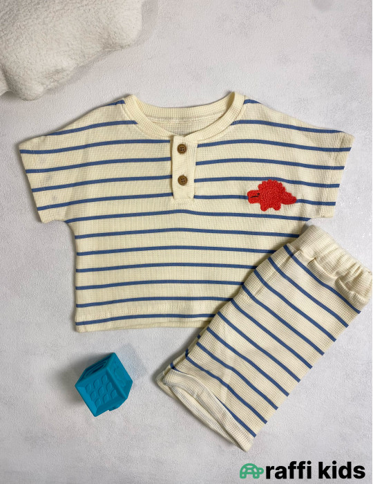 Dino 2-li dəst -Türkiyə istehsalı pambıq uşaq geyimi|Raffi Kids