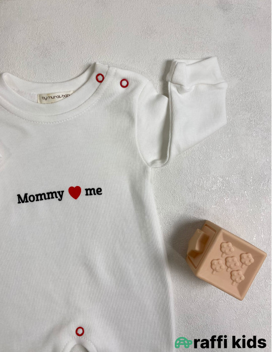 Mommy love me ayaqı bağlı tulum -Türkiyə istehsalı pambıq uşaq geyimi|Raffi Kids