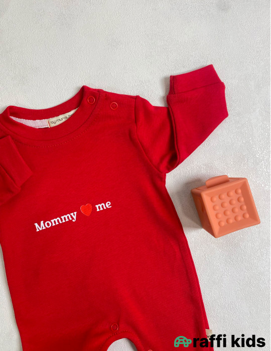 Mommy love me ayaqı bağlı tulum -Türkiyə istehsalı pambıq uşaq geyimi|Raffi Kids