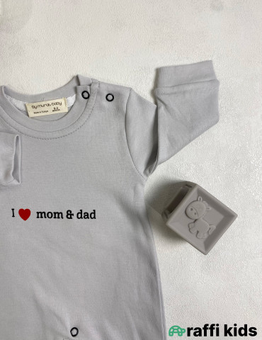 I love mom and dad ayaqı bağlı tulum -Türkiyə istehsalı pambıq uşaq geyimi|Raffi Kids 2