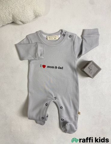 I love mom and dad ayaqı bağlı tulum -Türkiyə istehsalı pambıq uşaq geyimi|Raffi Kids