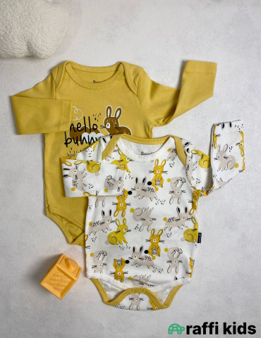 Bunny 2-li uzunqol body set -Türkiyə istehsalı pambıq uşaq geyimi|Raffi Kids