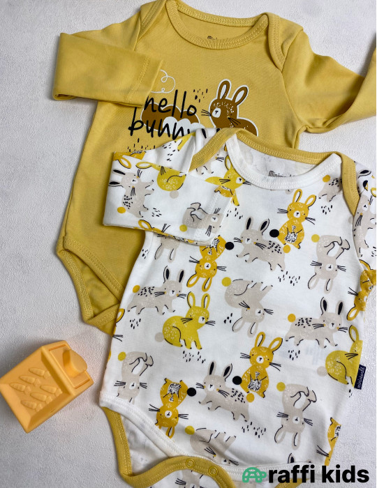 Bunny 2-li uzunqol body set -Türkiyə istehsalı pambıq uşaq geyimi|Raffi Kids