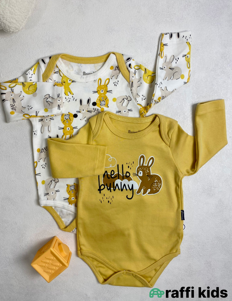Bunny 2-li uzunqol body set -Türkiyə istehsalı pambıq uşaq geyimi|Raffi Kids