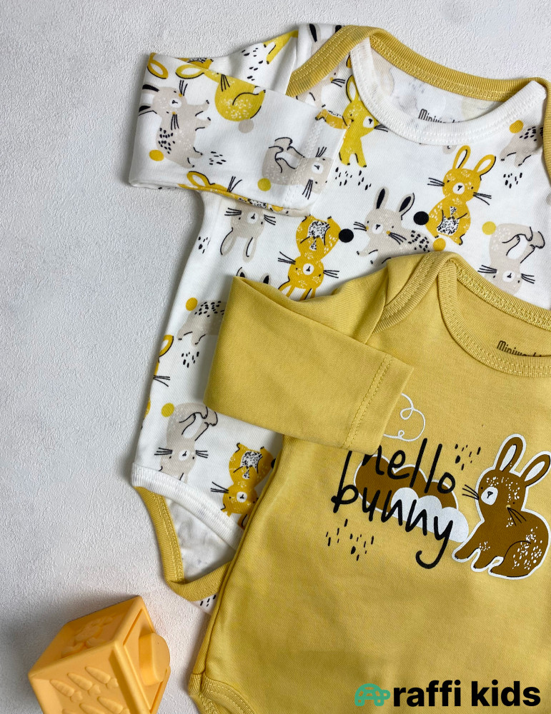 Bunny 2-li uzunqol body set -Türkiyə istehsalı pambıq uşaq geyimi|Raffi Kids