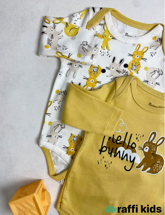Bunny 2-li uzunqol body set -Türkiyə istehsalı pambıq uşaq geyimi|Raffi Kids