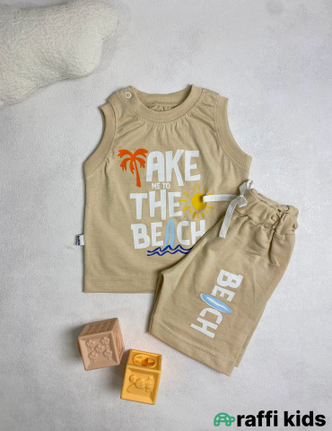 Take me to the beach 2-li dəst -Türkiyə istehsalı pambıq uşaq geyimi|Raffi Kids