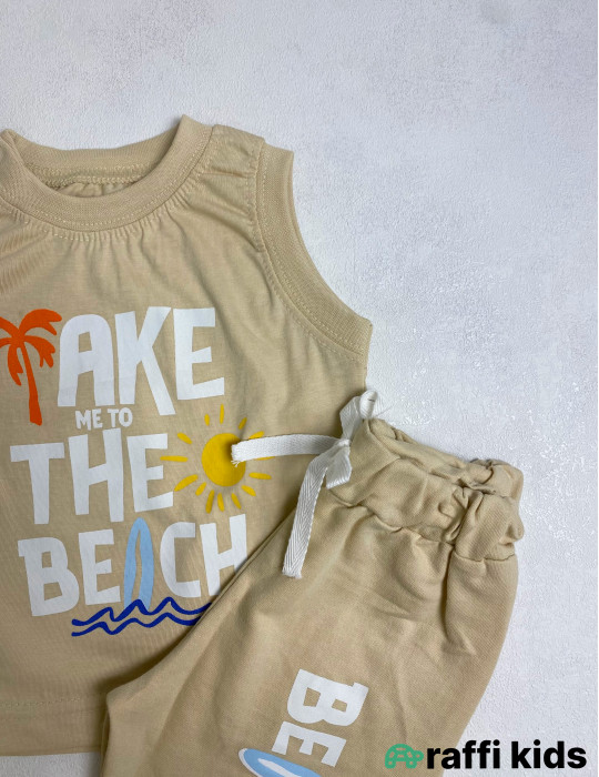 Take me to the beach 2-li dəst -Türkiyə istehsalı pambıq uşaq geyimi|Raffi Kids
