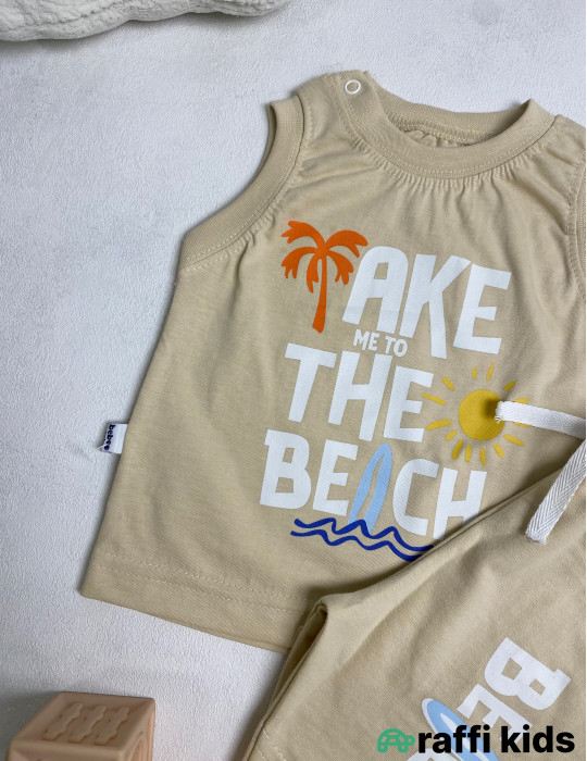 Take me to the beach 2-li dəst -Türkiyə istehsalı pambıq uşaq geyimi|Raffi Kids